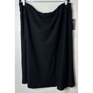 Zac and Rachel Skirt 2X Black A-line Ribbed Wave Textured Lined Mid Length